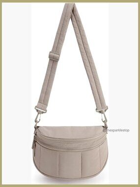 Puffer Crossbody Bag with Adjustable Strap, Water-Resistant Nylon Travel Purse